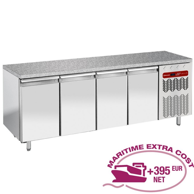 Table frigorifique, ventilée, 4 portes EN 600x400 - Top en granit
