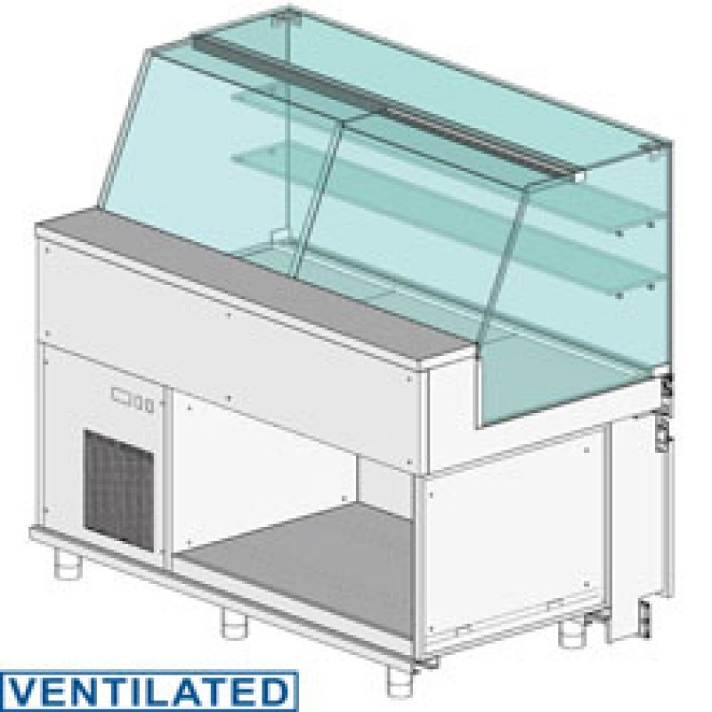 Comptoir vitrine réfrigéré EN & GN, vitre haute, ventilé, sans réserve