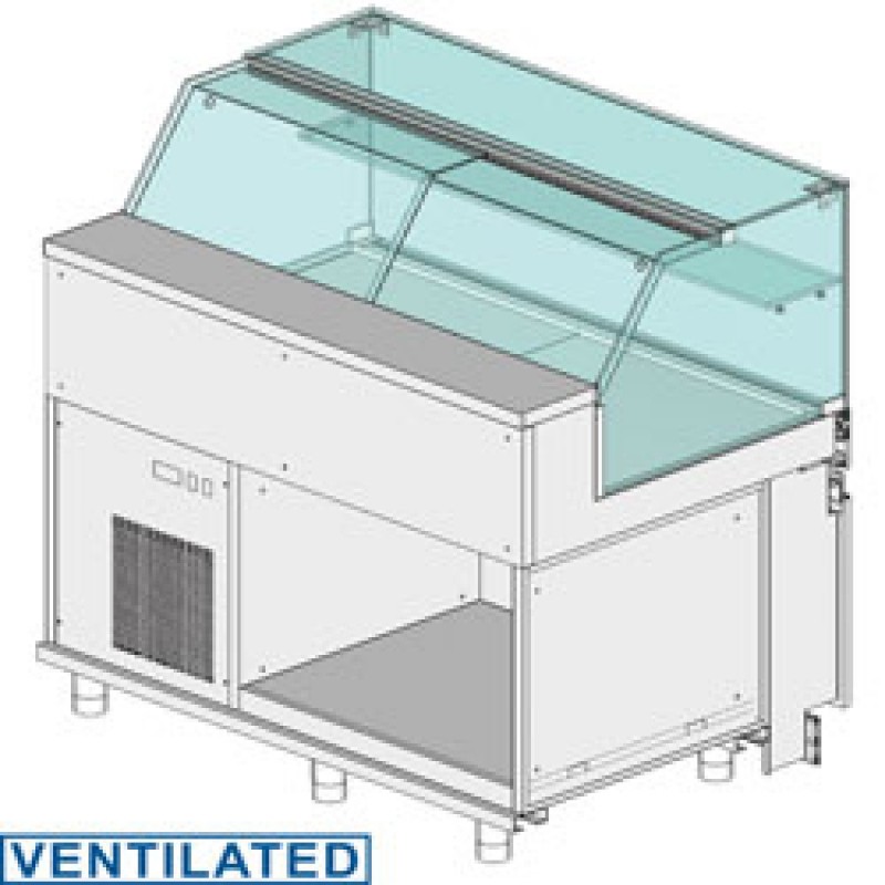 Comptoir vitrine réfrigéré EN & GN, vitre basse, ventilé, sans réserve