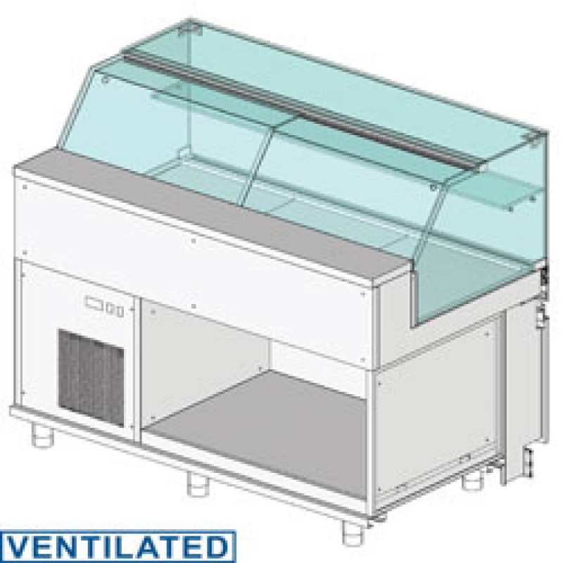 Comptoir vitrine réfrigéré EN & GN, vitre basse, ventilé, sans réserve