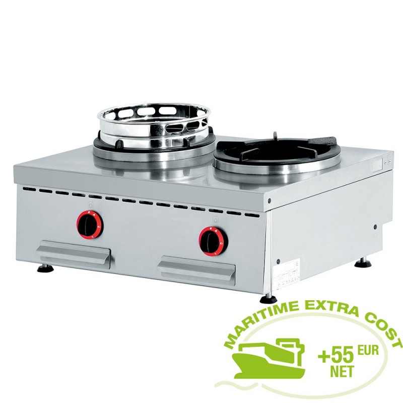 Feux wok gaz de table, 2 feux (2x 13 kW)