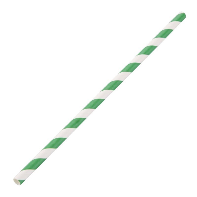 250 Pailles en papier compostables Fiesta Compostable rayées vert et blanc