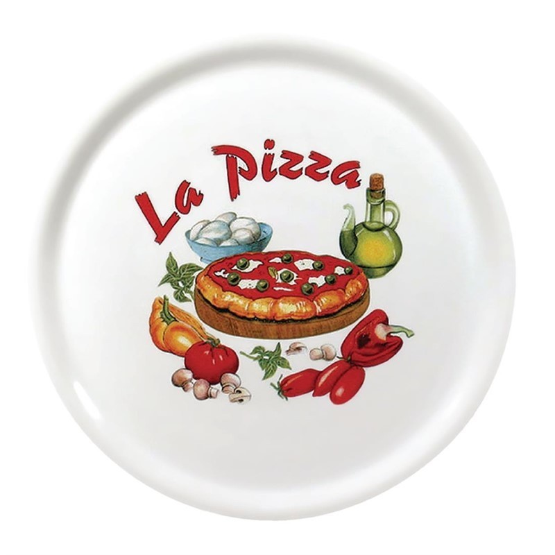 Assiettes à pizza en porcelaine 31 cm Saturnia décor La pizza X26