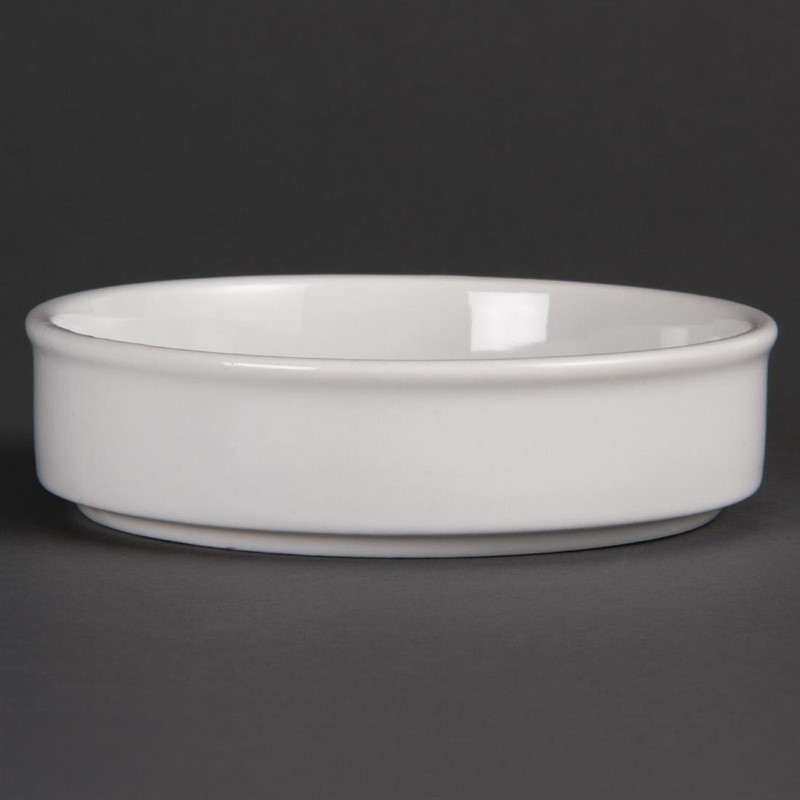 6 Plats empilables en porcelaine blanche Olympia 134mm